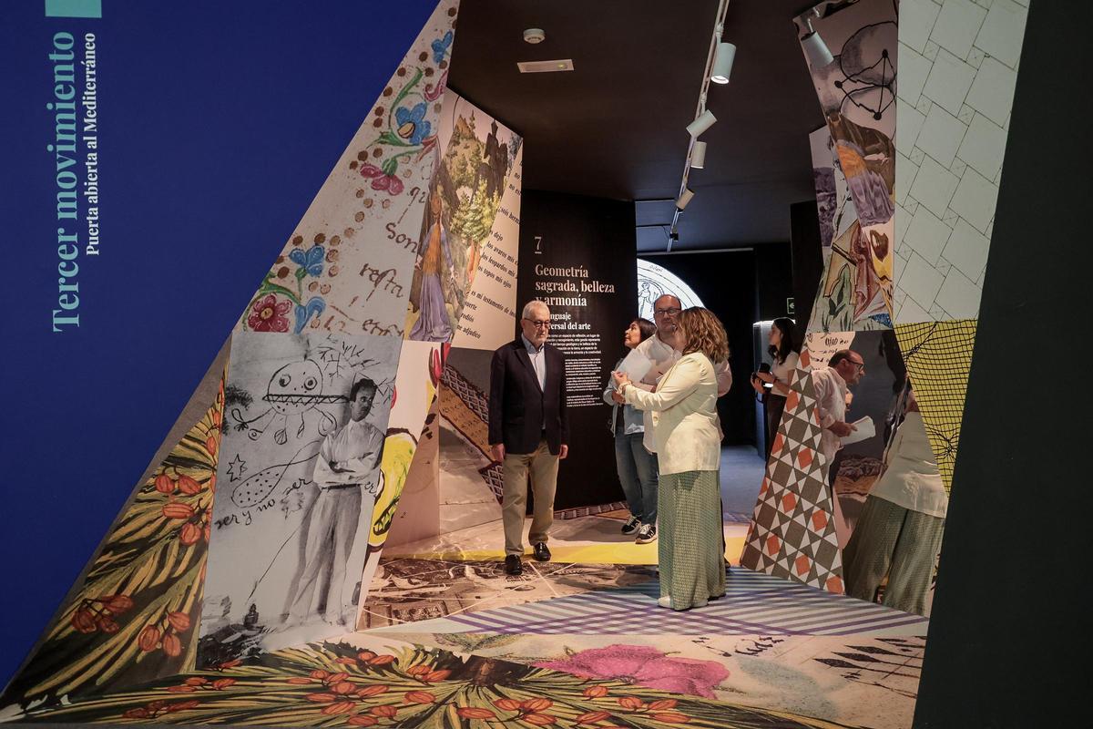 Una parte de la exposición, en forma de geoda