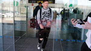 Leo Messi, a su llegada al aeropuerto de Barcelona.