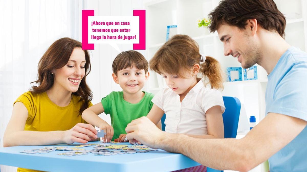 Familia jugando a un juego de mesa