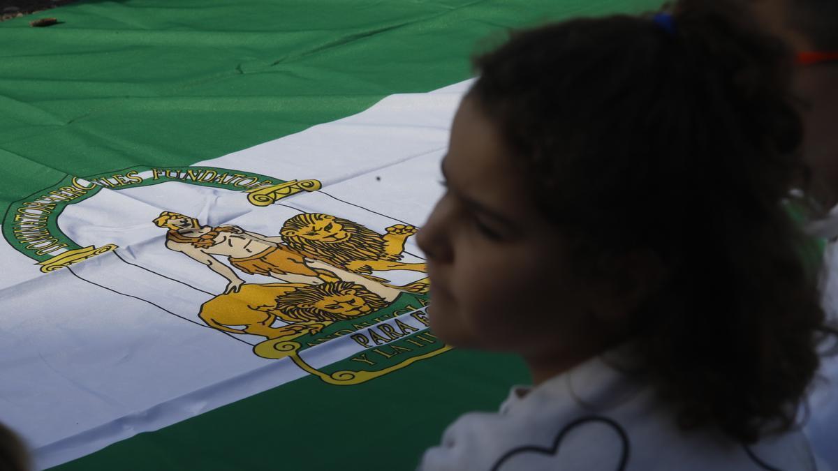 Bandera de Andalucía en un colegio de Córdoba.