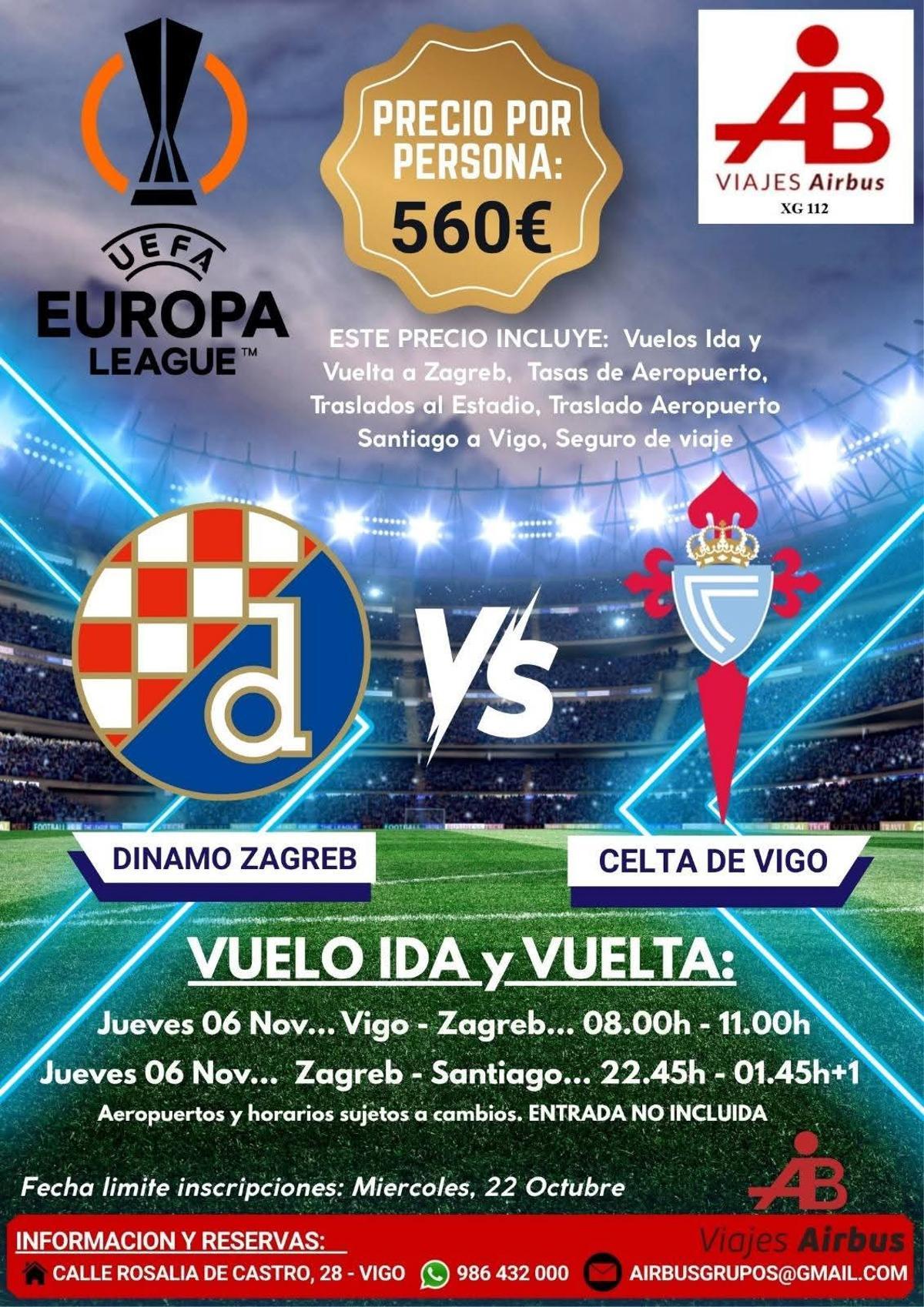 Propuesta de ida y vuelta para viajar a Zagreb.