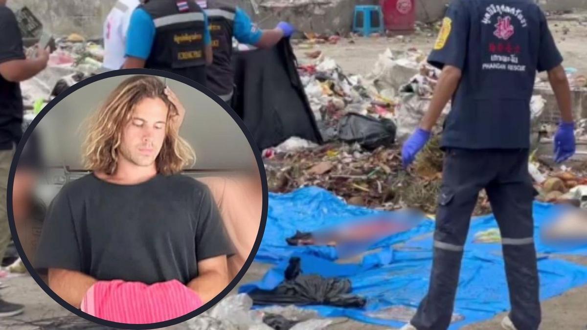 Daniel Sancho, junto a parte de las pruebas encontradas por la policía tailandesa.