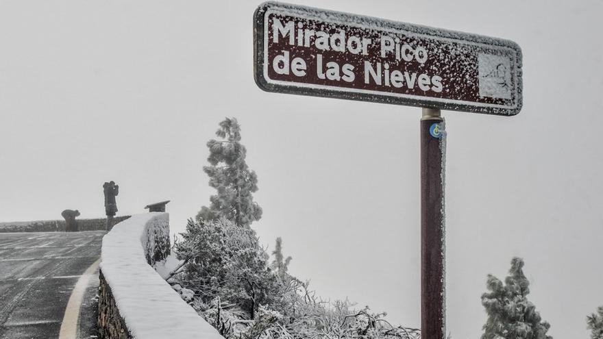Nieva en la cumbre de Gran Canaria