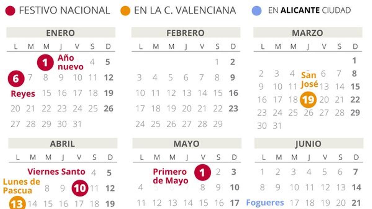 Calendario laboral Alicante 2020