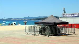 Zona de barracas de la playa de Palamós, donde suelen celebrarse fiestas y conciertos.