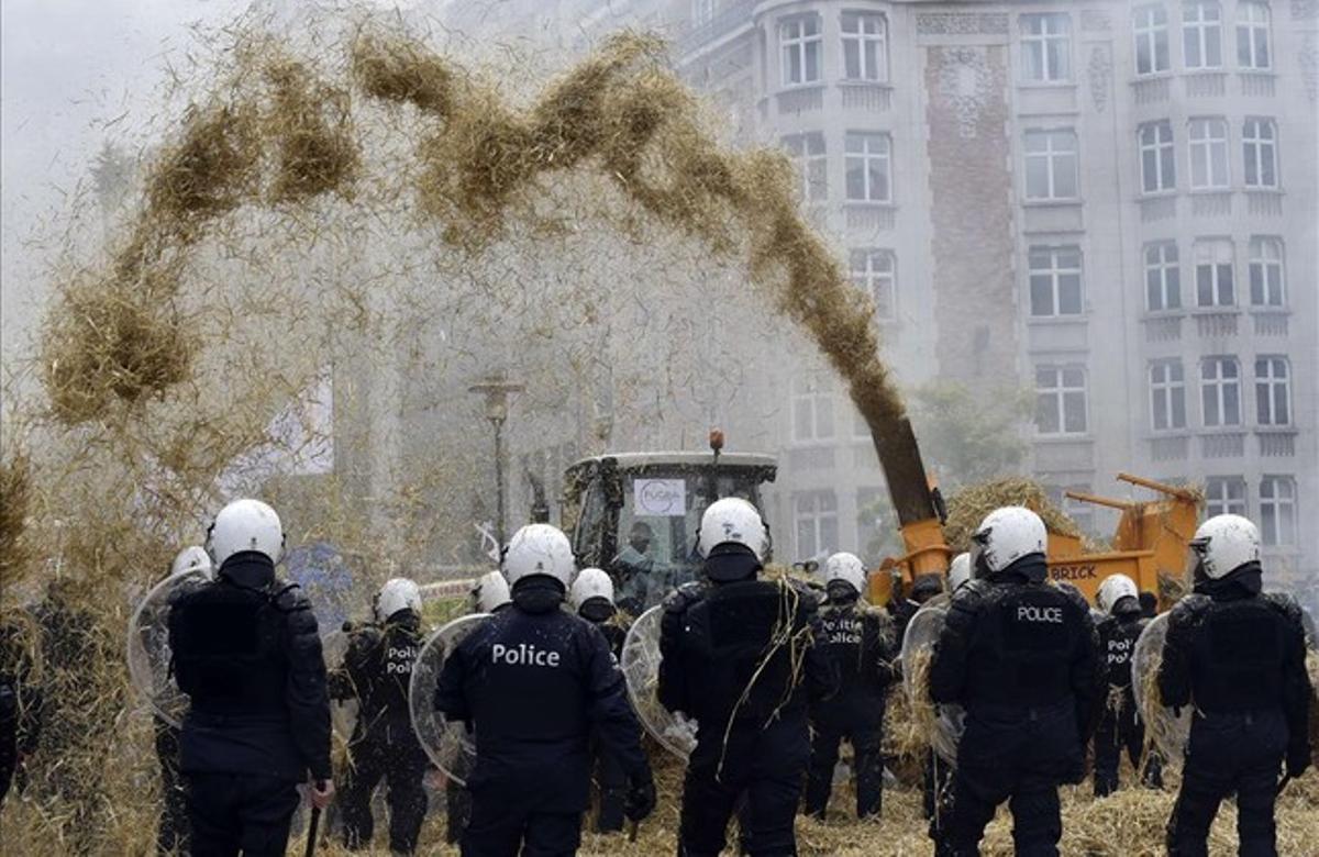 Protesta de agricultores en Bruselas (Bélgica)