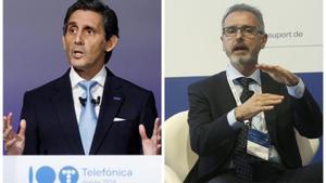 El ya expresidente de Telefónica, José María Álvarez-Pallete, y el nuevo presidente del grupo, Marc Murtra.