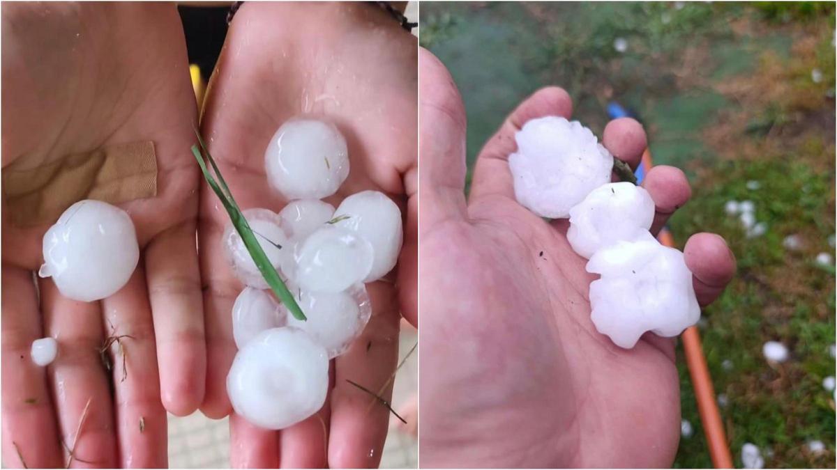 Imágenes de las bolas de granizo que cayeron en la zona