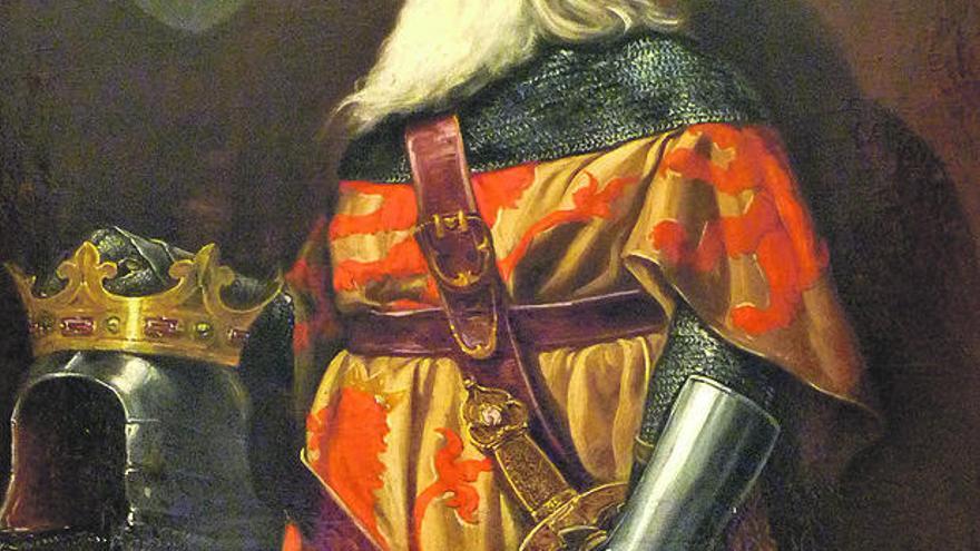El retrato de Alfonso III el Magno que se encuentra en el salón de plenos del Ayuntamiento de Oviedo.