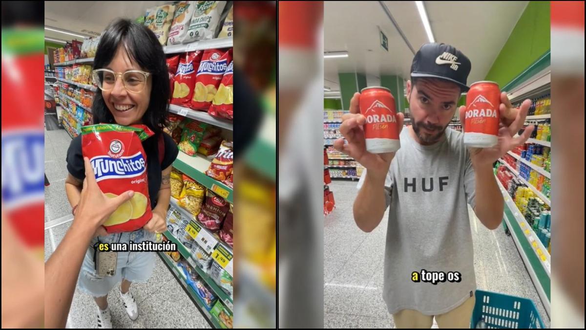 Los influencers Mike and Mery, de compras en un supermercado de Tenerife