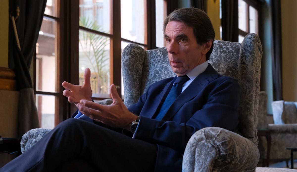 José María Aznar, en un instante de la entrevista celebrada en el Hotel Santa Catalina.