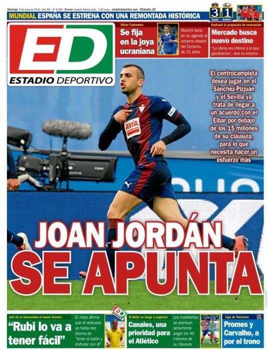 Portada ESTADIO DEPORTIVO domingo 9 de junio 2019.