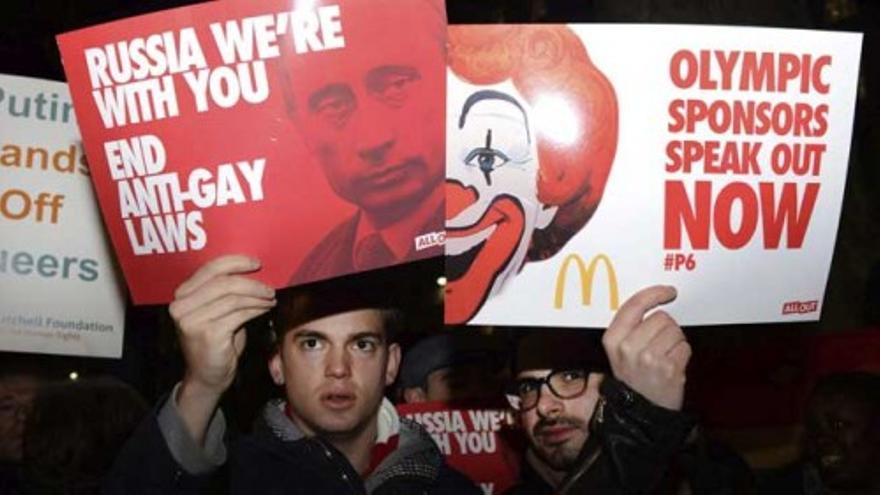 Protesta global contra la homofobia en Rusia