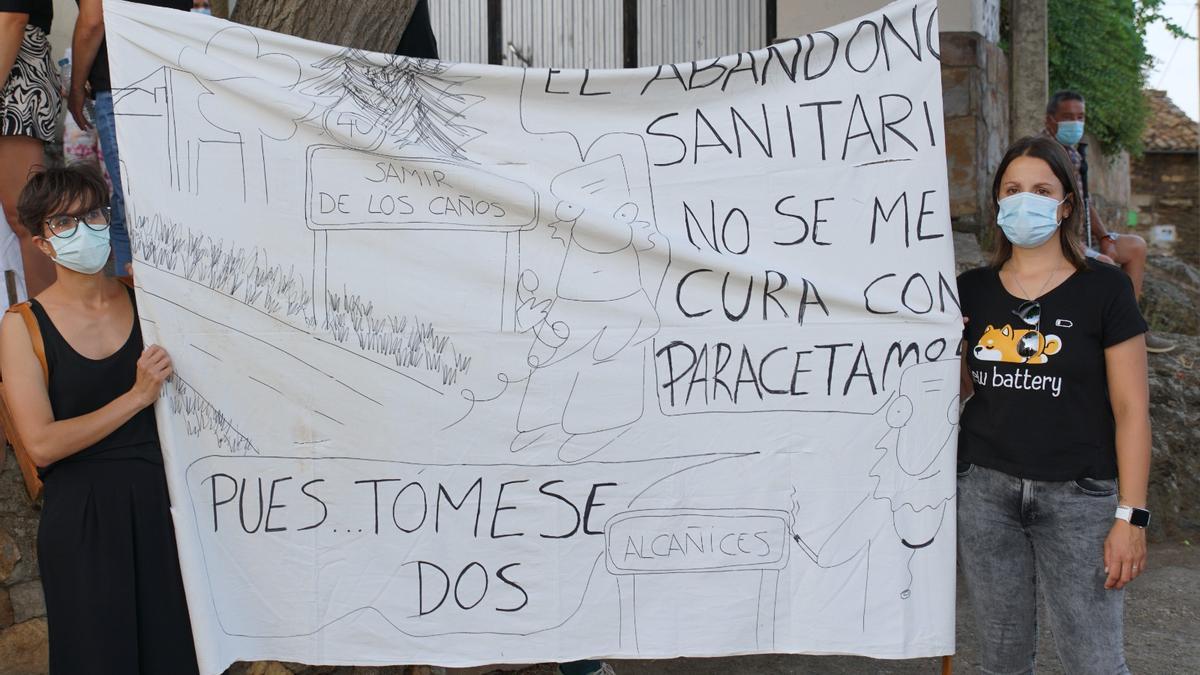 Protesta por la sanidad rural en Samir de los Caños.