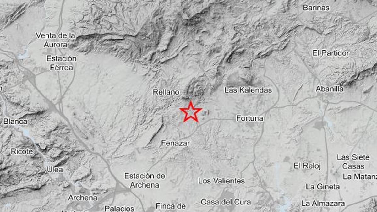 Epicentro del terremoto en Fortuna.