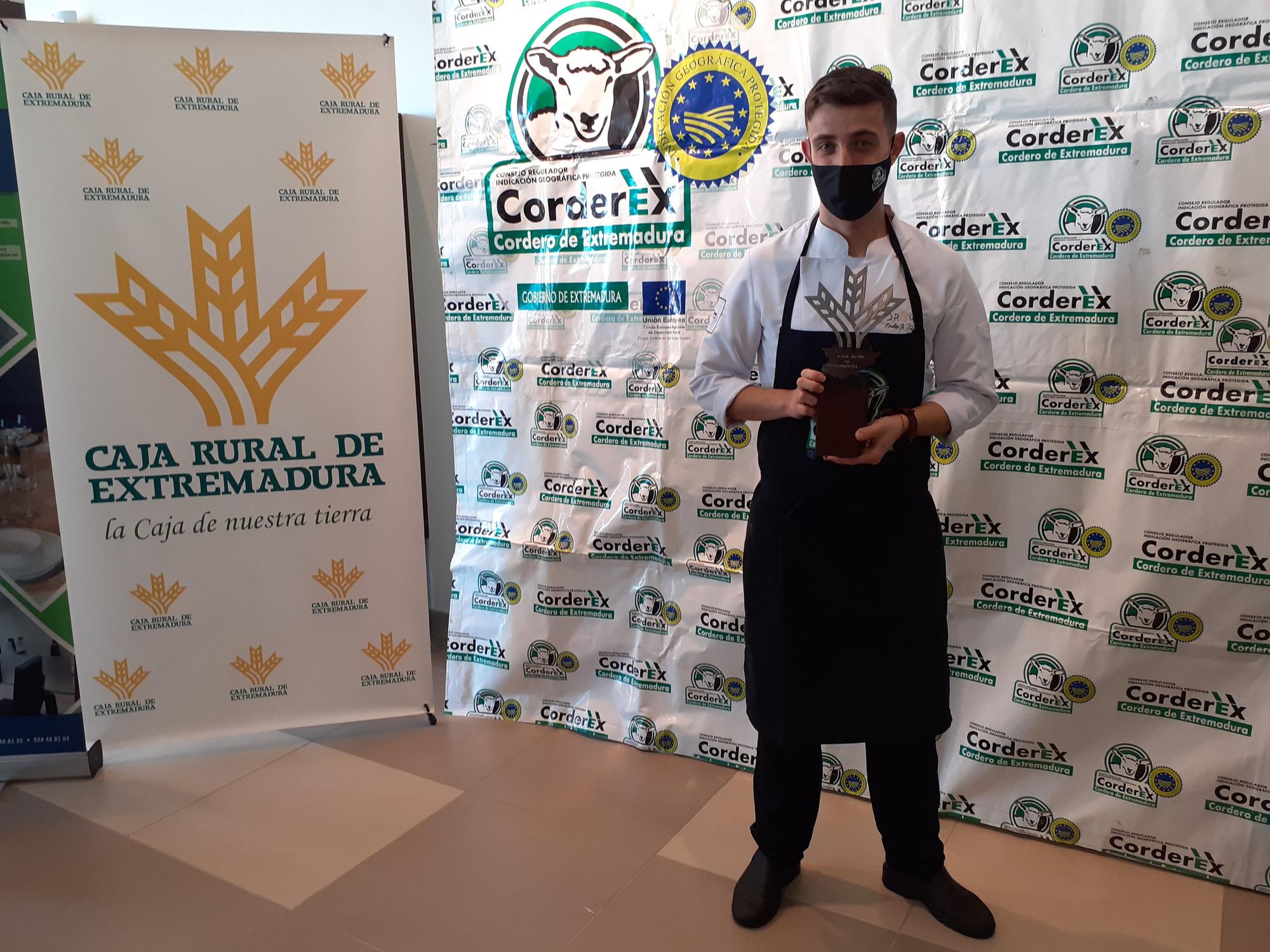El ganador del Premio Espiga Corderex 2021, Emilio José Nogales del Restaurante Dromo de Badajoz.
