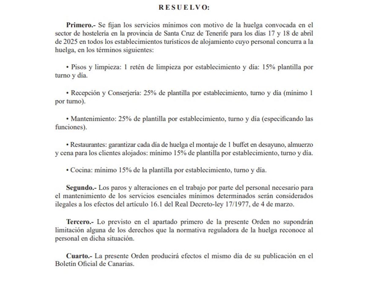 Parte del anuncio de la Consejería de Turismo y Empleo