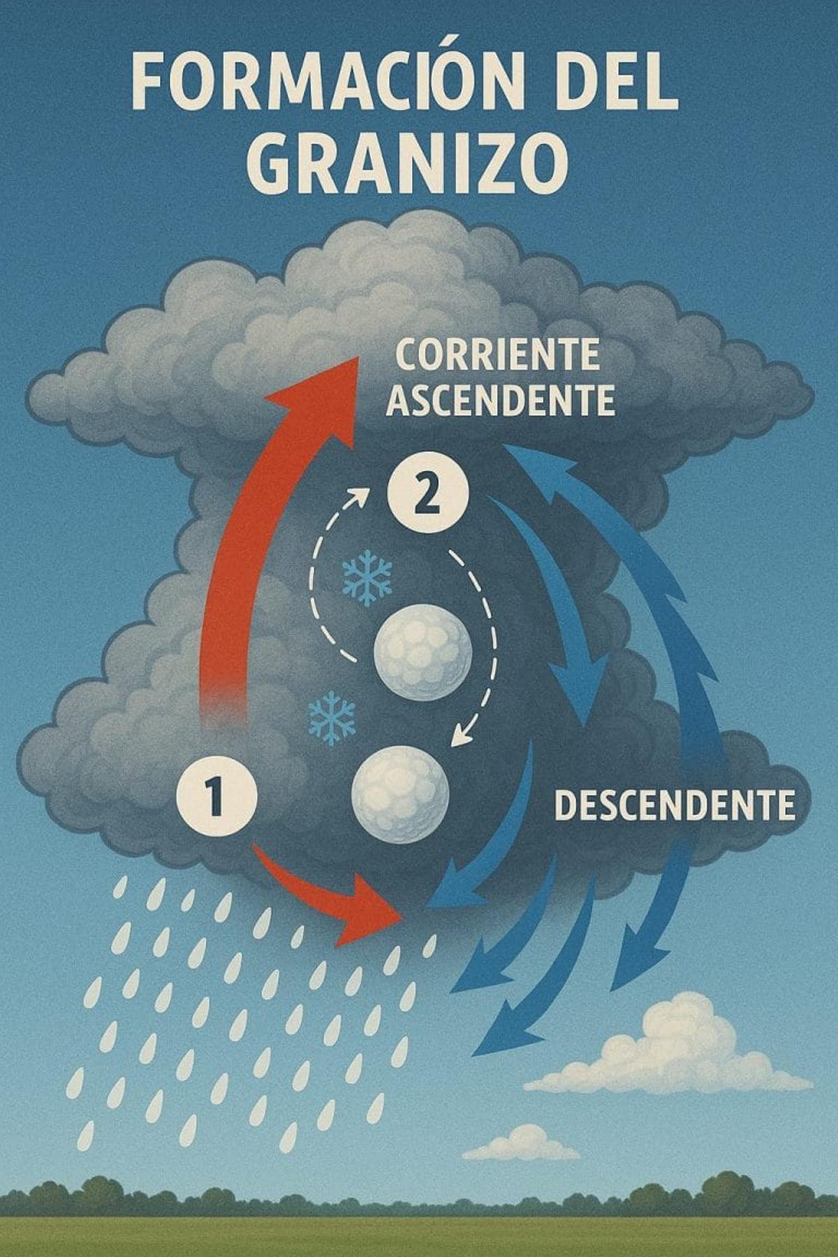 Esquema de formación del granizo