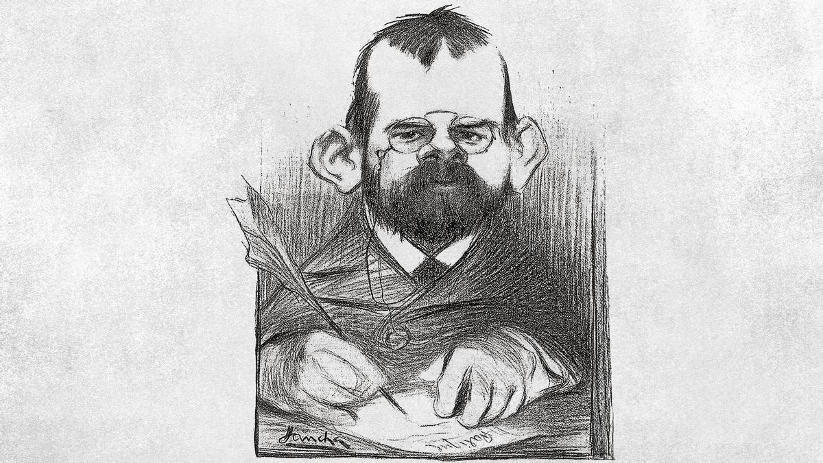 Caricatura de Clarín  realizada por Francisco Sancha en 1899