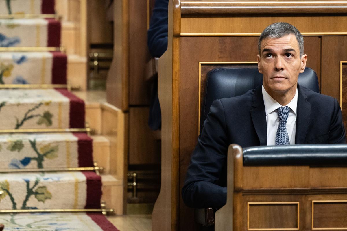 El presidente del Gobierno, Pedro Sánchez, durante la sesión de control al Gobierno este miércoles en el Congreso.