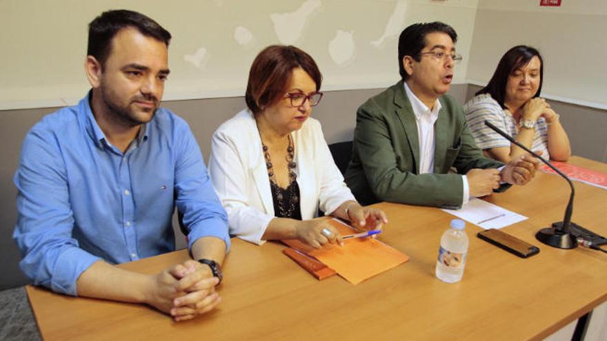 Aarón Afonso, Josefa Mesa, Pedro Martín y Marián Franquet, de izquierda de derecha, ayer, durante la rueda de prensa que ofrecieron en la capital tinerfeña.