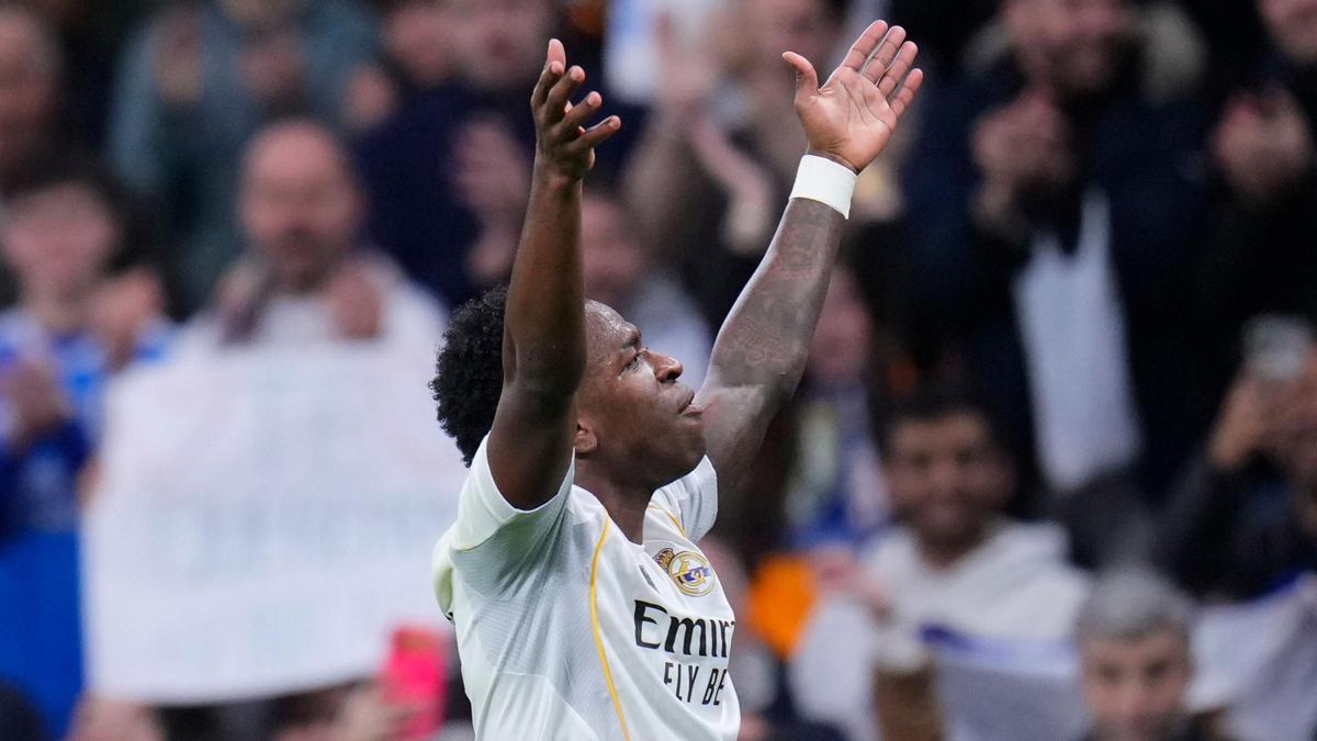 Vinicius celebra su gol ante el Rayo Vallecano