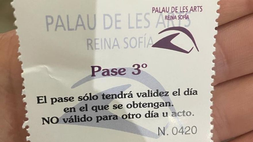 El vale que entregaban en Les Arts.