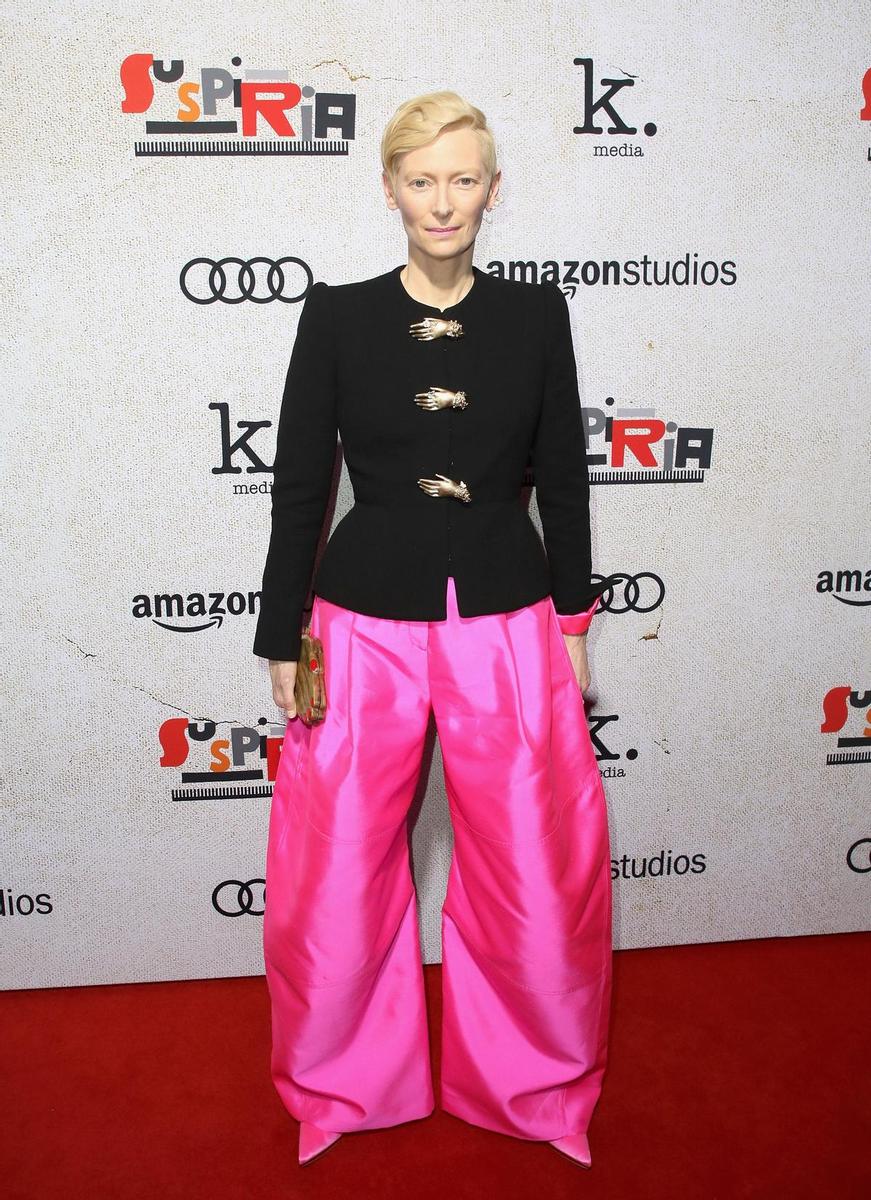 Tilda Swinton en la presentación de 'Suspiria', en 2018