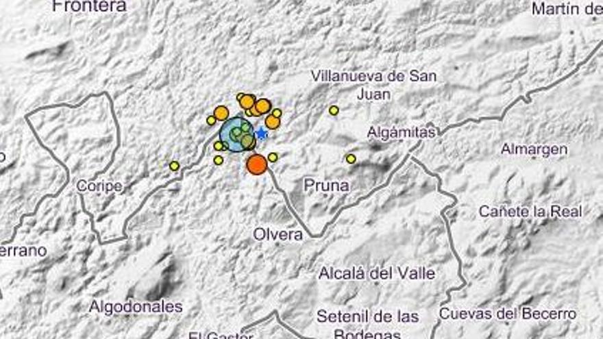 Mapa con los terremotos registrados la pasada noche.