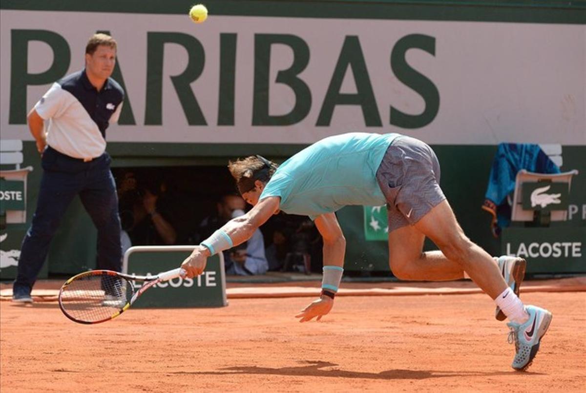 Rafa Nadal, en un moment del partit que l’ha enfrontat a Novak Djokovic.
