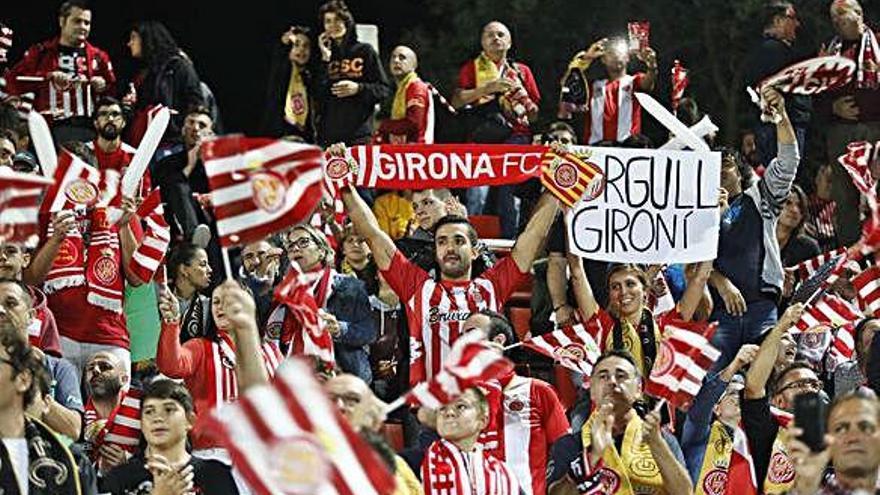 Una imatge de Montilivi durant el primer Girona-Barça de Primera Divisió.