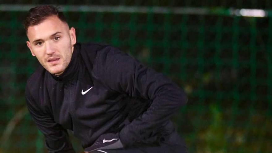 Lucas Pérez, ayer en la ciudad deportiva de Abegondo.