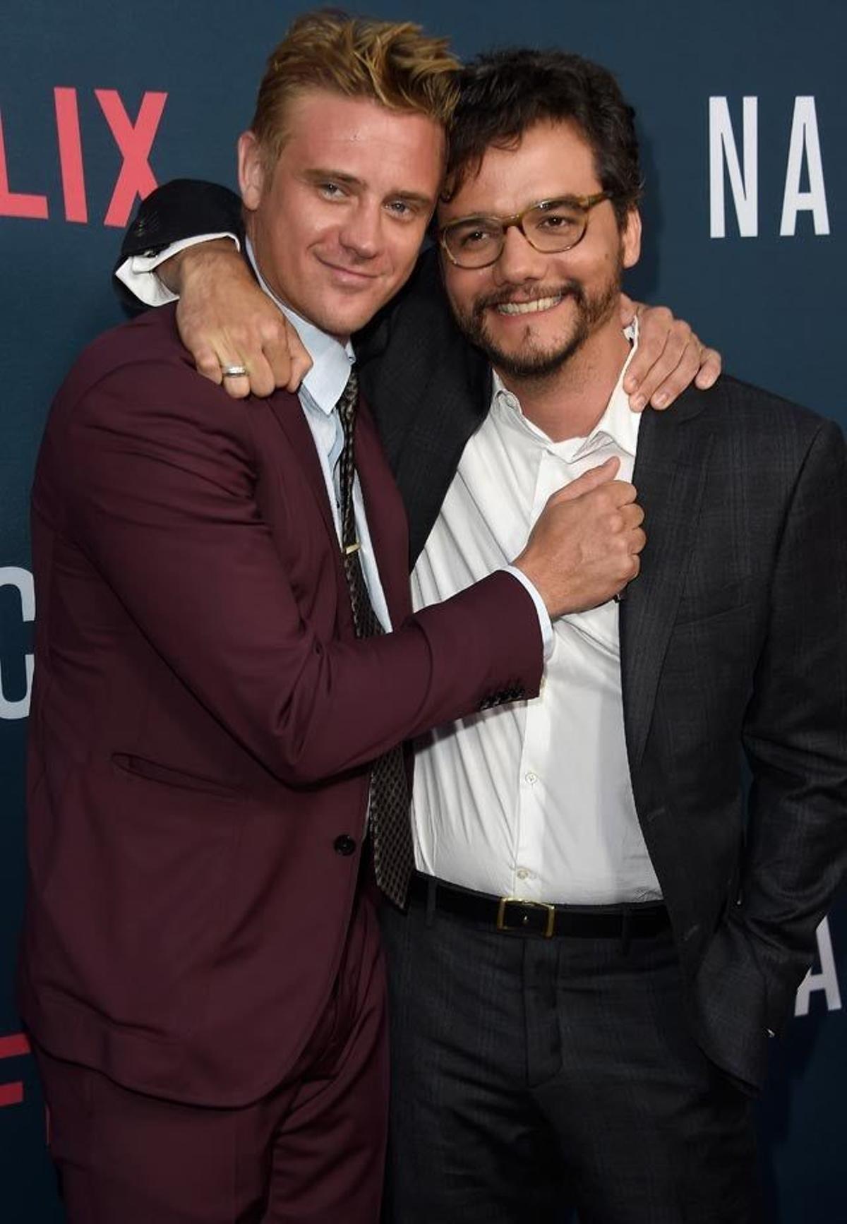 Boyd Holbrook y Wagner Moura, en el preestreno de la segunda temporada de Narcos