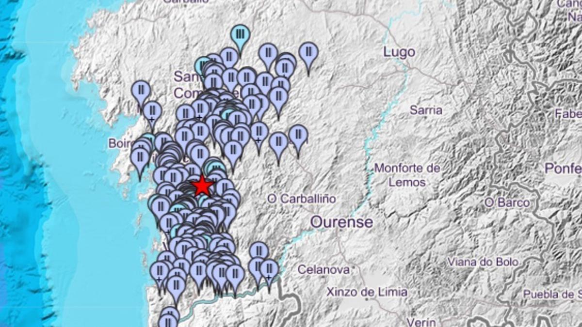 Mapa del IGN con el epicentro del terremoto.