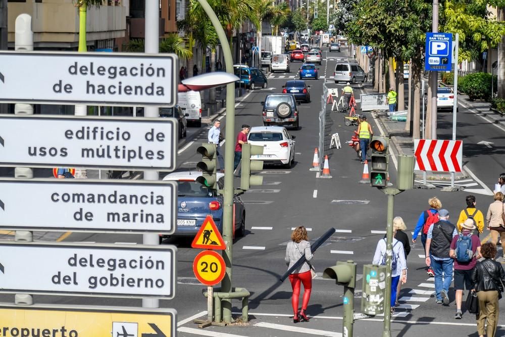 Obras de la MetroGuagua en la calle Venegas