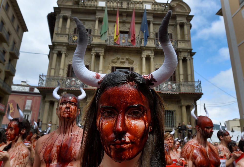 Protesta contra el maltractament animal als Sanfermines de Pamplona