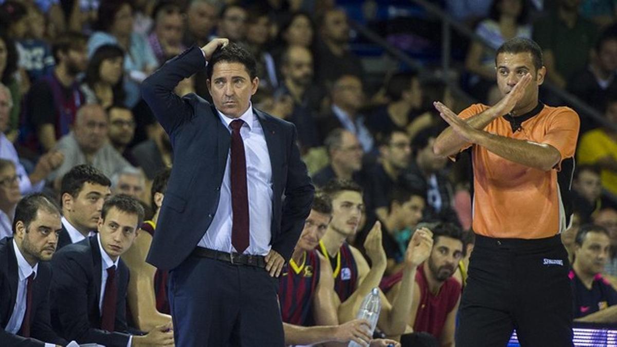 Xavi Pascual, en un partido del Barcelona.