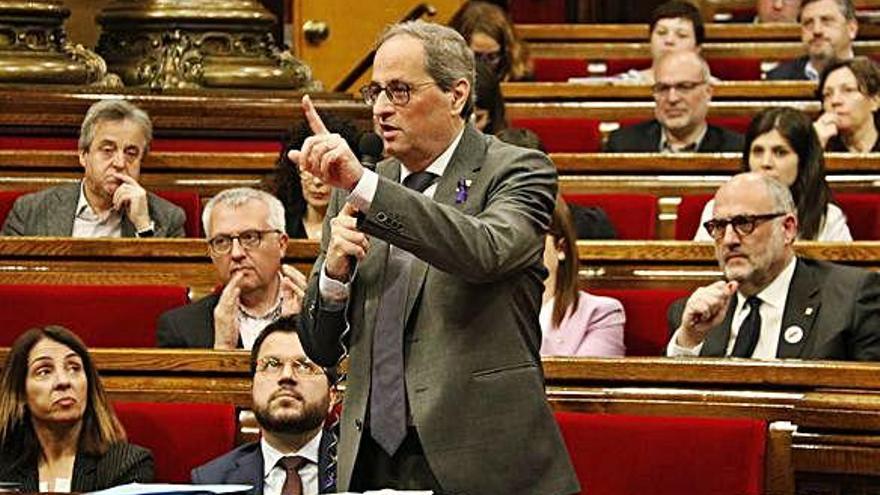 El president de la Generalitat, Quim Torra, ahir al Parlament