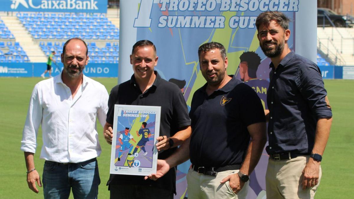 Acto de presentación del I Trofeo BeSoccer en La Condomina. | PRENSA UCAM MURCIA