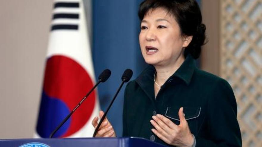 La presidenta de Corea del Sud, Park Geun-hye, en una missatge a la nació.