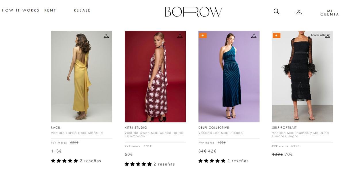 Página web de la tienda Borow