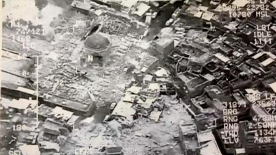 Imagen tomada por satélite de la destrucción de la mezquita.