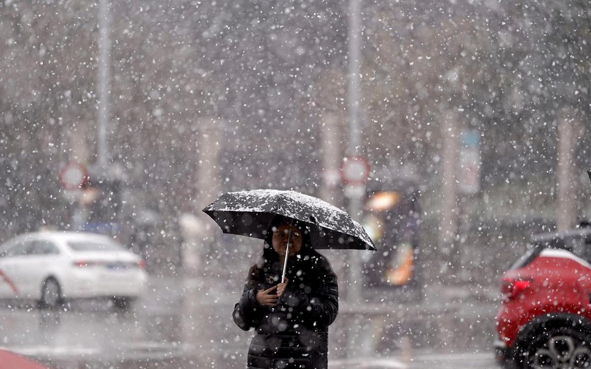 Nevada en el centro de Madrid.