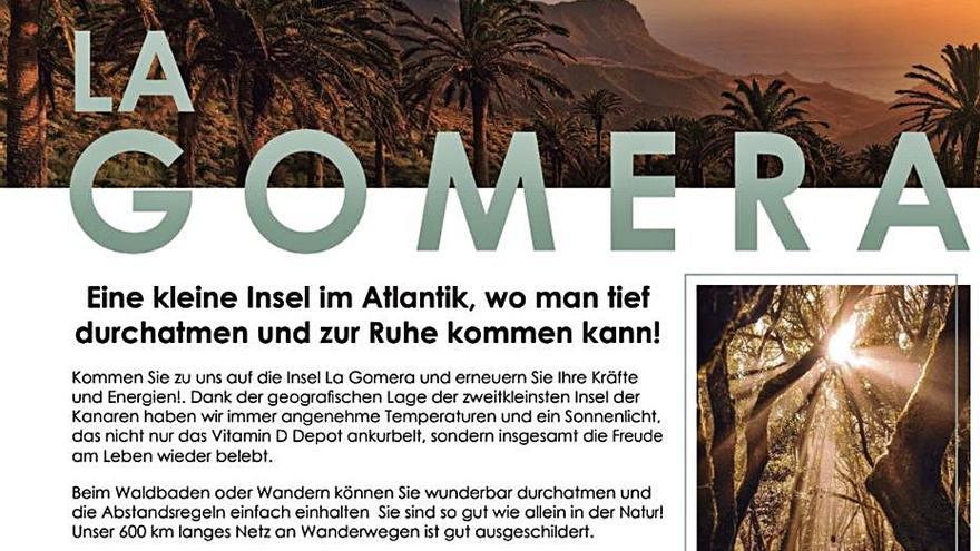 Publirreportaje sobre La Gomera en la revista ‘Apotheken Umschau’. | | E.D.