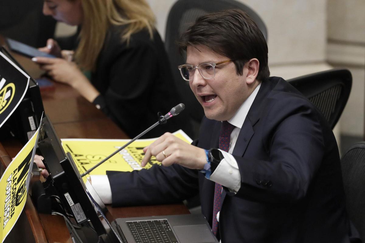 Miguel Uribe Turbay durante una intervención en el Senado, el pasado 13 de mayo.