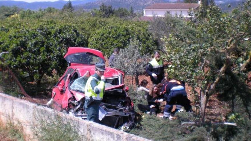 Asistencia a las heridas ayer en Binissalem.