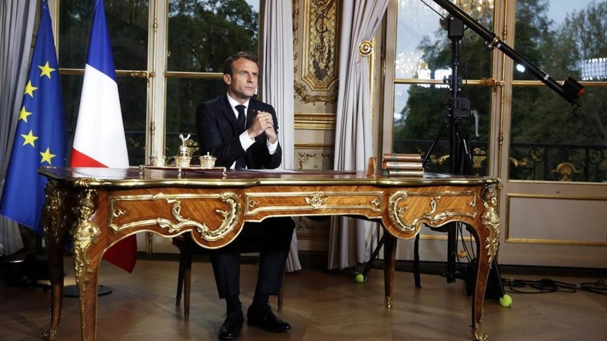 Emmanuel Macron desde su discurso en el Elíseo.