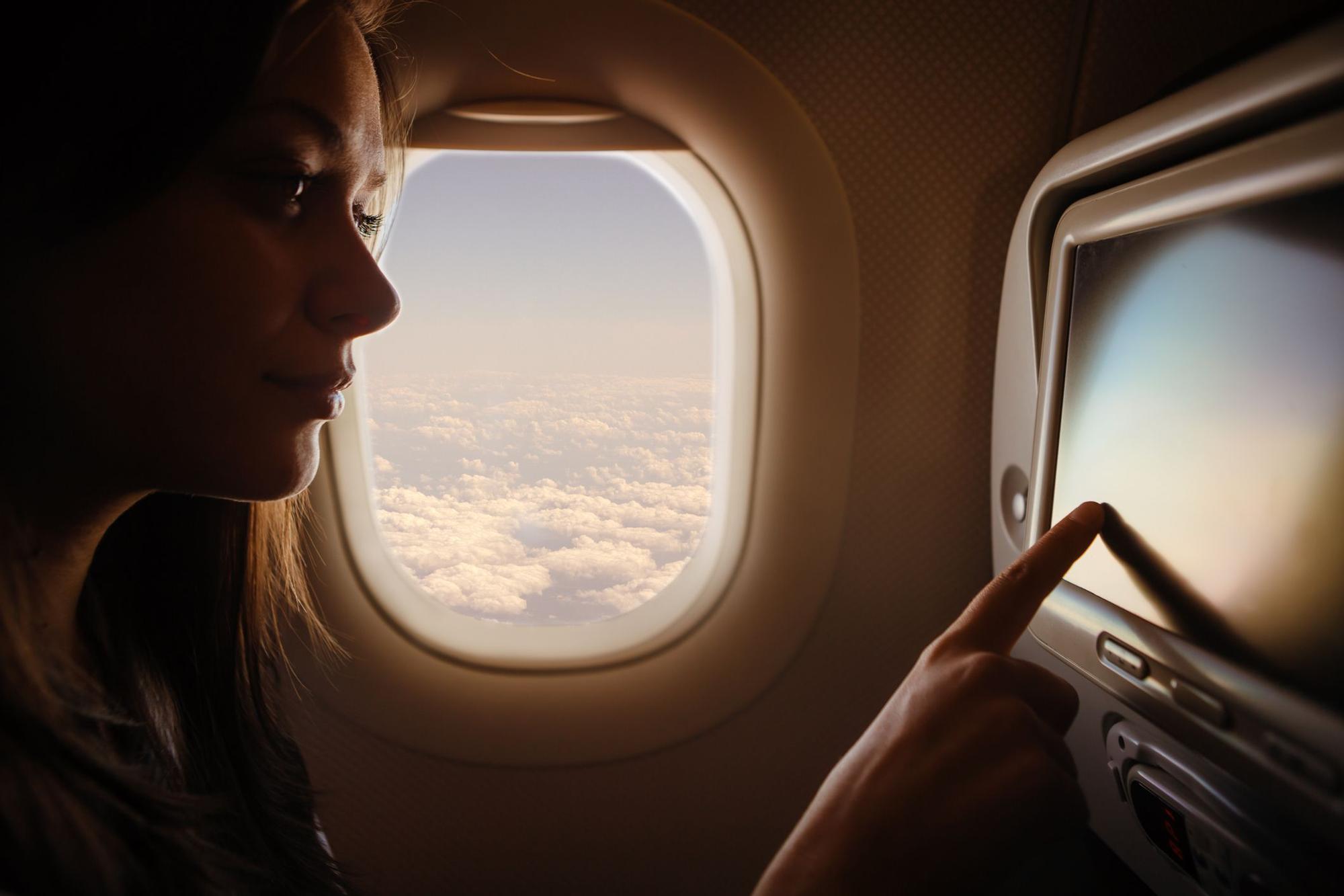 Película en el avión.