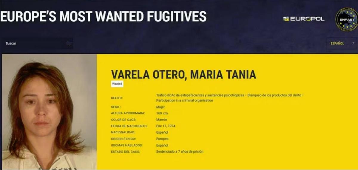 El aviso policial de Tania Varela cuando estaba en busca y captura por la Europol.