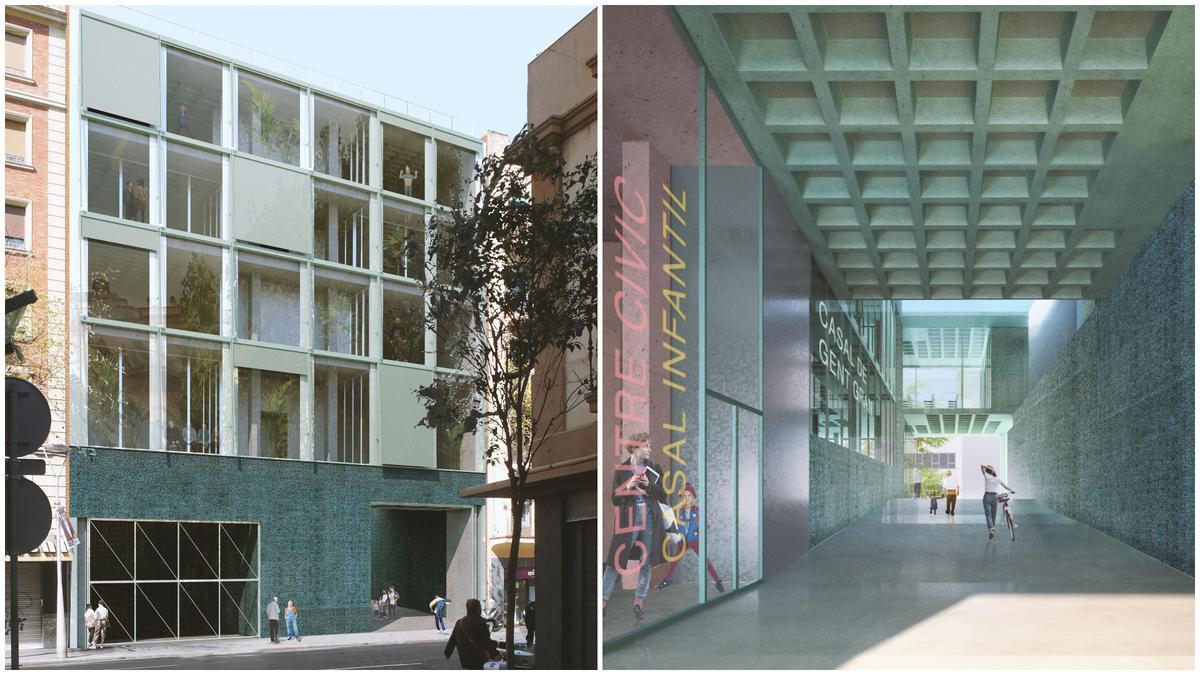 Recreación virtual del futuro acceso al centro cívico y casals de la Sagrada Família